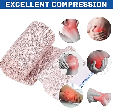 6 Rolls Premium Compression Bandages 10cm Elastic Bandage Wrap Self-Closing Washable for Wrists Ankles Hand Knees Elbow Shoulder Feet Injuries