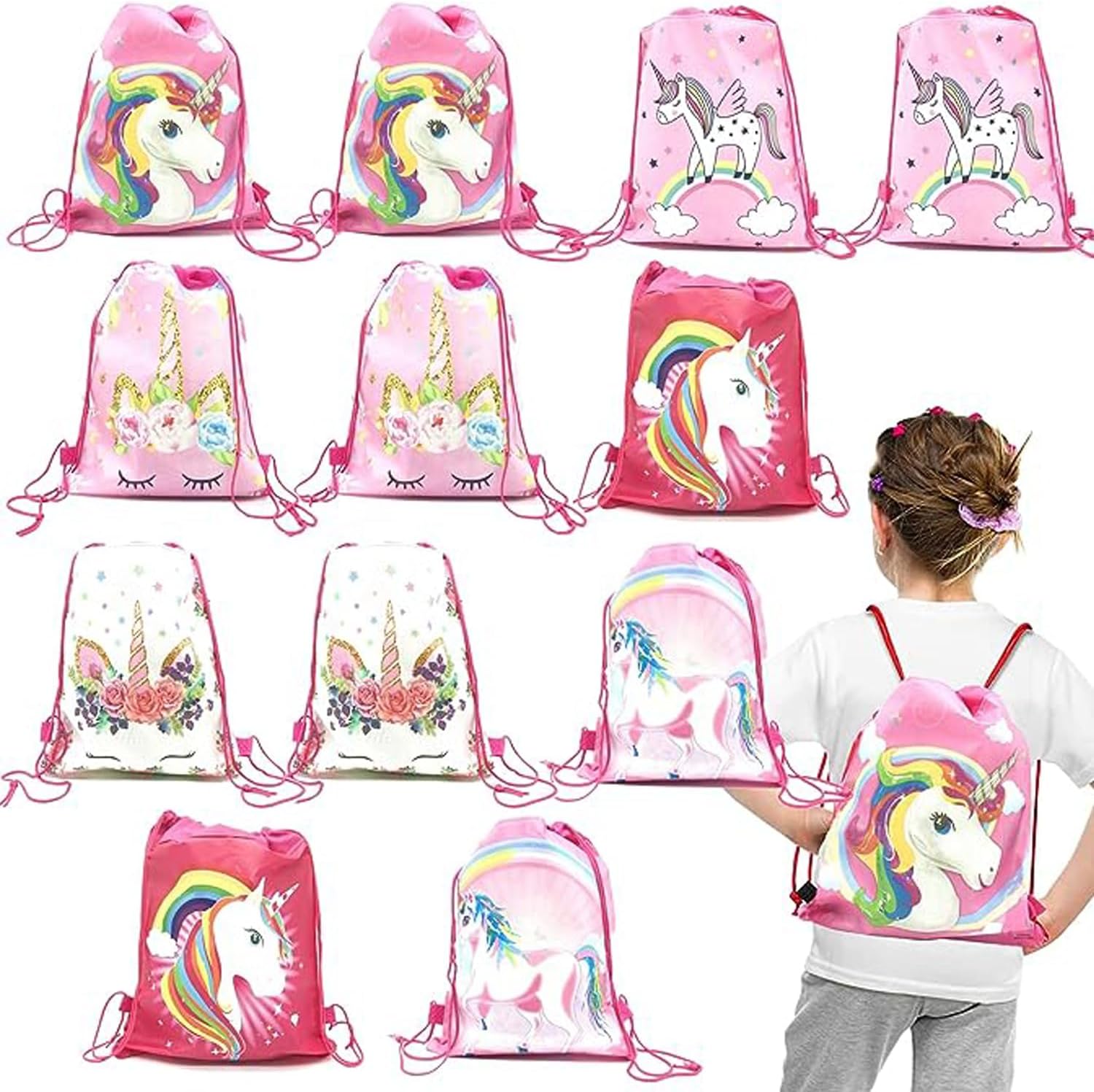 12pcs Unicorn Paper Candy Gift Bag Unicorn Party Cookie Popcorn Box For Kids Gir