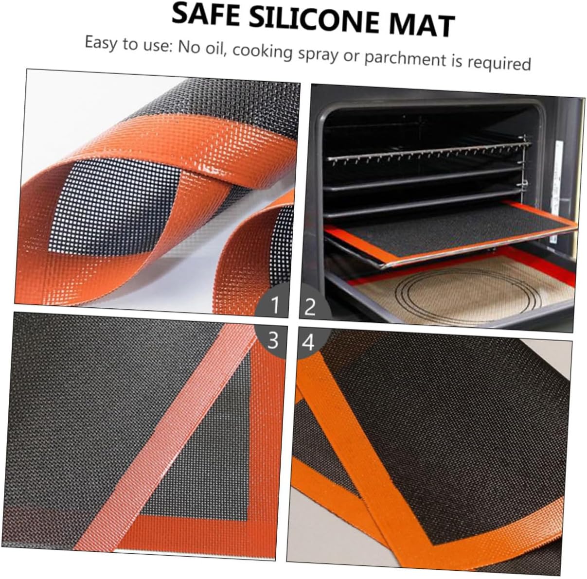 Cabilock 6pcs Silicone Baking Mat Nonstick Oven Liner for Cookies Pizza and Roasted Meat Easy to Clean and Reusable Edge Design