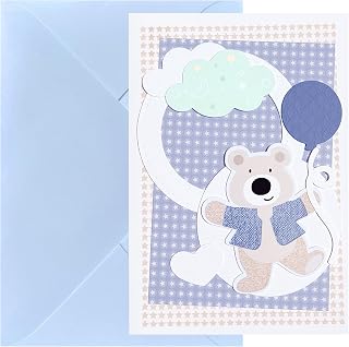 Baby Shower Card, Cute Baby Card, New Baby Gifts for New Mom Dad, New Baby Congratulations (blue-3)