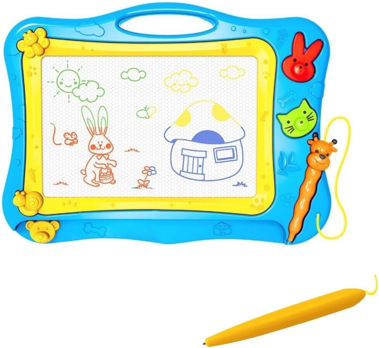 Doodle Magnetic Drawing Board + Bonus Pen for Kids/Children/Toddlers Travel Toy -Magic Erasable Coloured Writing/Draft/Sketch Toys with 2 Shape Stamps,Preschool Learning & Educational Toy