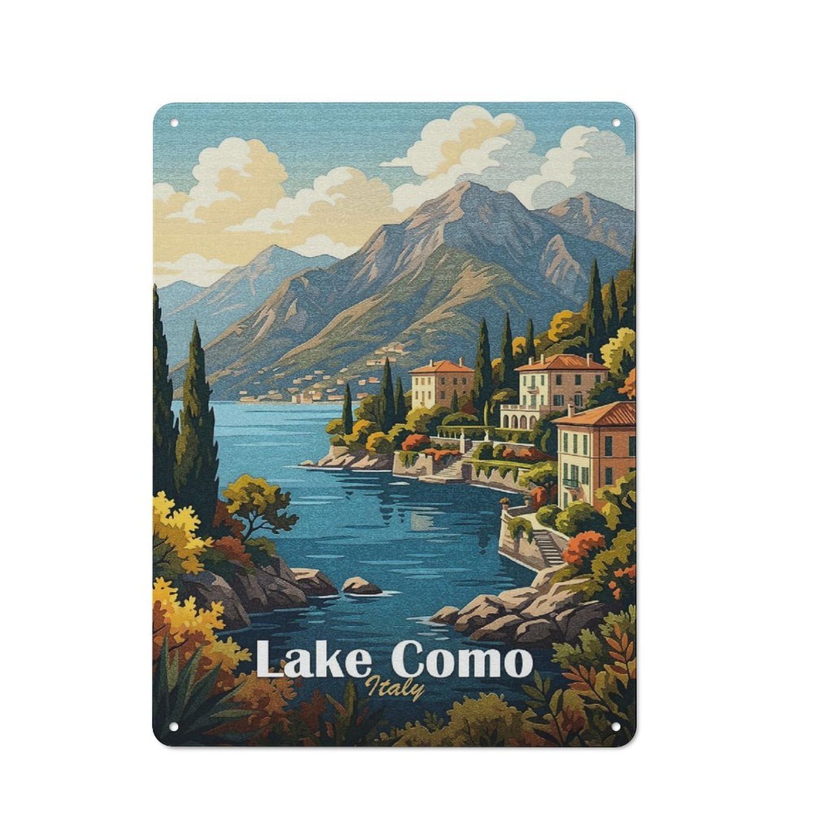 Junmoney Style-12 Smart Lake Como Italy Travel Office Metal Sign 40X30cm, Creative Space Decor For Home Office, Reading Corner Or Bedroom