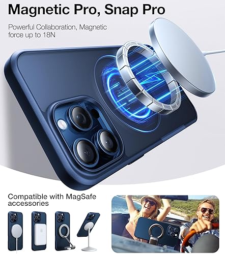 Miniatura 10 de TORRAS Anillo magnético giratorio de 360 para iPhone 15 Pro Max, compatible con MagSafe con soporte y soporte de anillo, grado militar, a prueba de