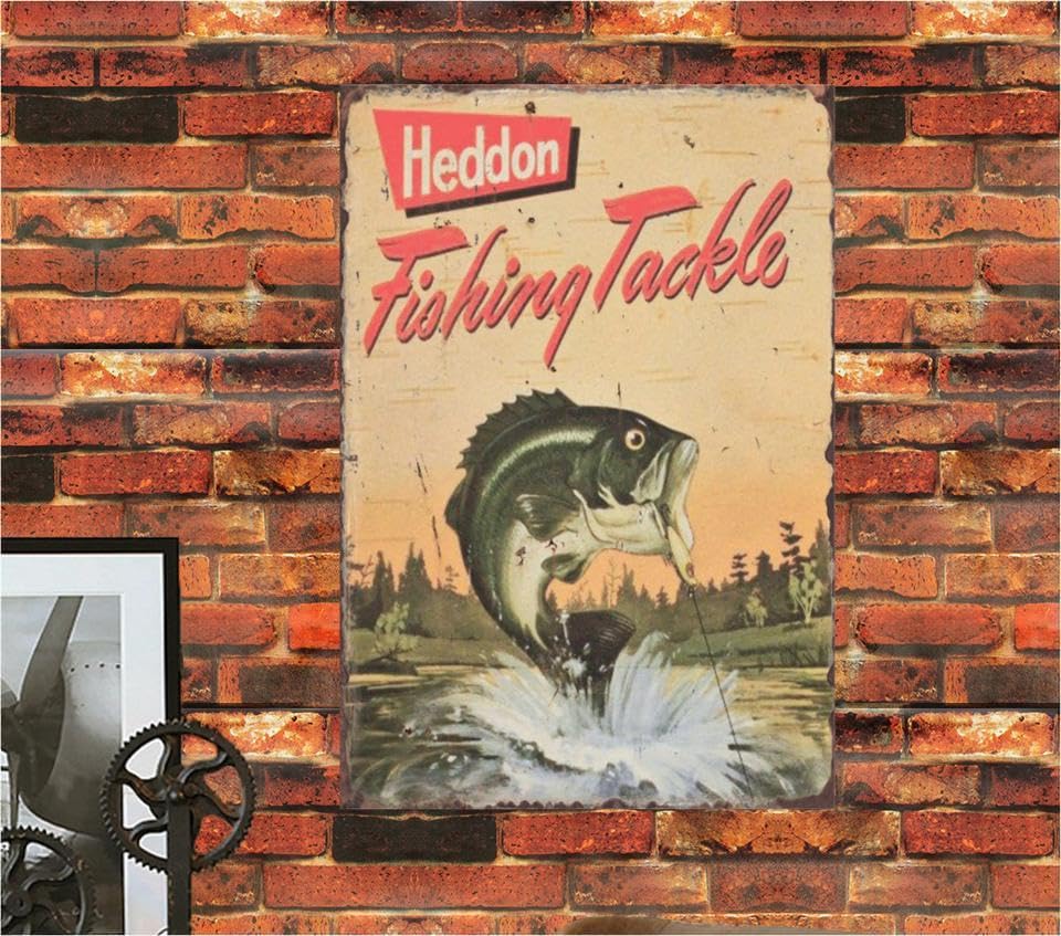 Amazon.co.jp: ブリキ看板heddon fishing tackl 金属看板 レトロ