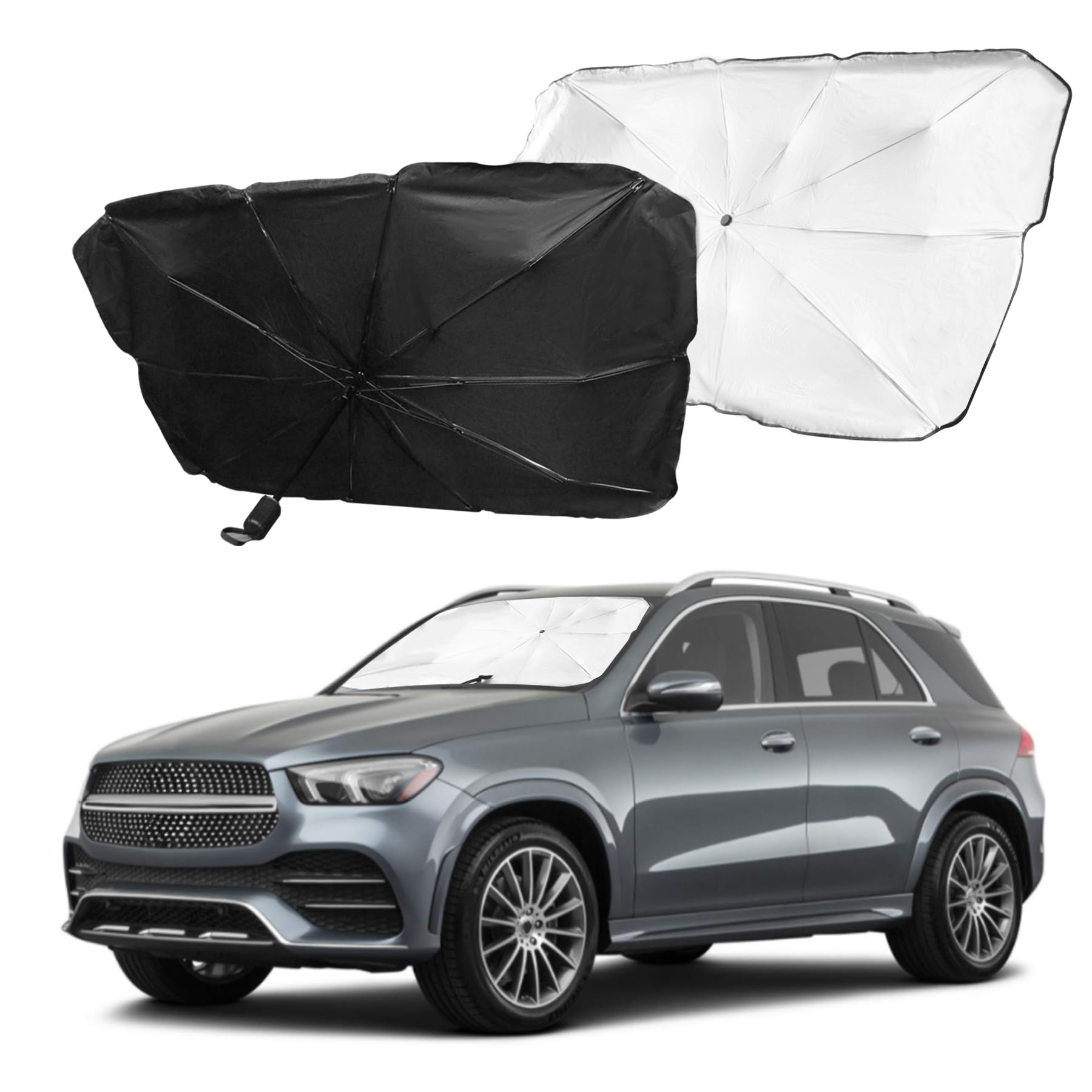 Amiss Foldable Windshield Sun Shade Umbrella - UV Reflecting Car Sunshade Cover (3155 Inch)