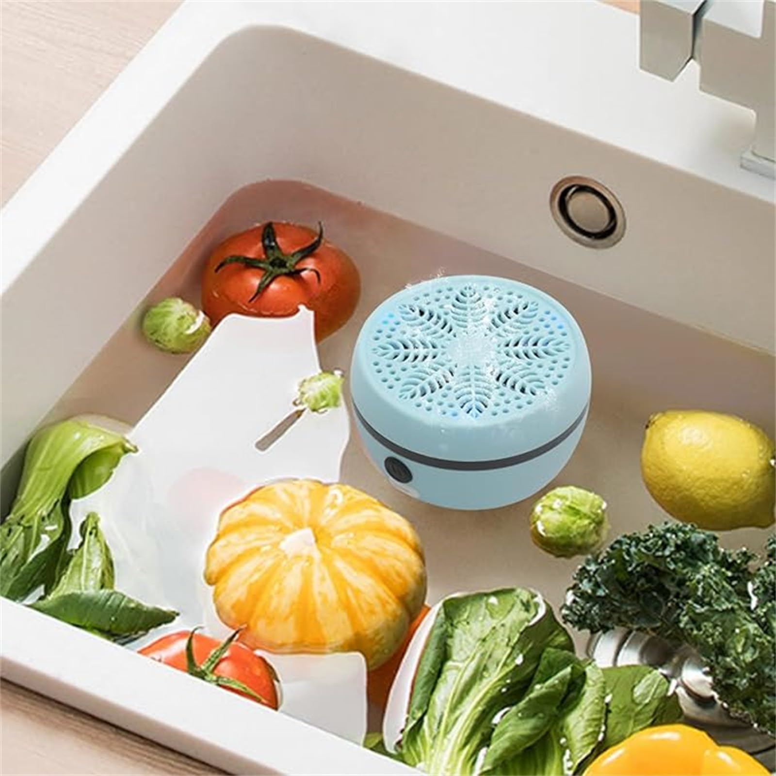 Automatic Fruit Cleaner, Fruit & Vegetable Washers, Rechargeable Fruit Washing Machine, Waterproof Fruit and Veg Cleaner, Food Purifier Durable | Kitchen Tool, for Grains Meat Seafood (Sky Blue) - 2