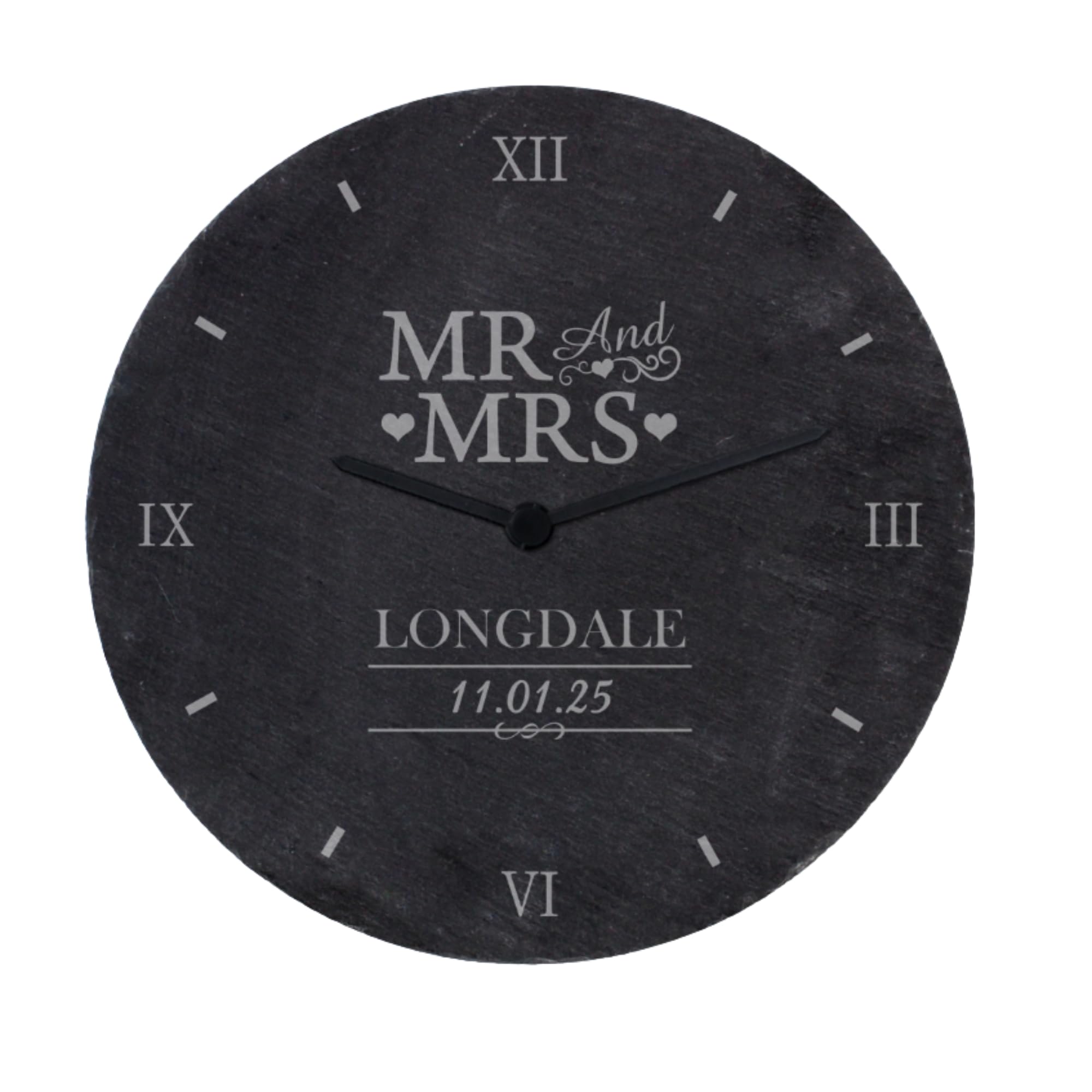 Caleli Gifts White Personalised Mr And Mrs Clock. Slate Clock