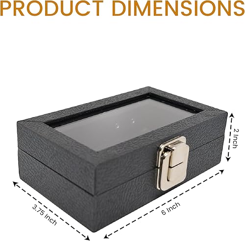 Miniatura 10 de Novel Box Vitrina de joyería con cierre de metal de cuero sintético negro con tapa de cristal grande 14.75 x 8.25 x 2.1 + paño de limpieza NB