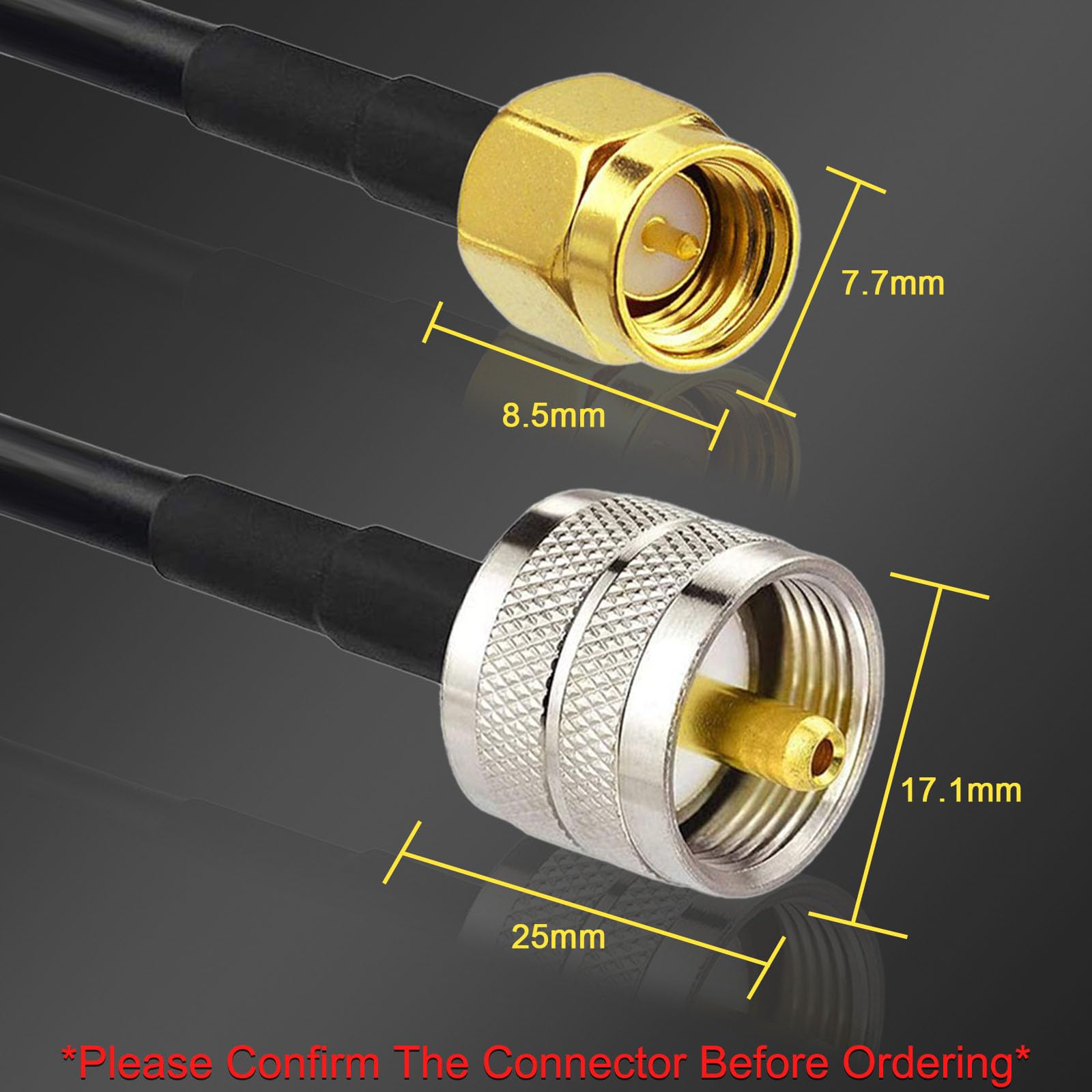 YILIANDUO CB Radio Antenna Cable SMA Male to UHF Male WiFi Antenna Cable UHF SO239 PL259 Cable RG58 5M/16.4ft for Handheld Ham & CB Radio Antennas Wi-Fi Radios SWR Meter - Image 3