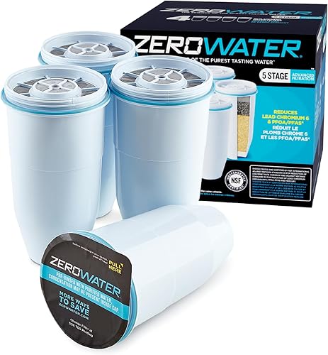 ZeroWater, filtros de reemplazo ZR, Tradicional, Paquete de 4, Blanco