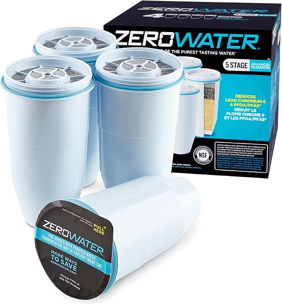 ZeroWater Replacement Filter for Pitchers, 4-Pack, (ZR-006)