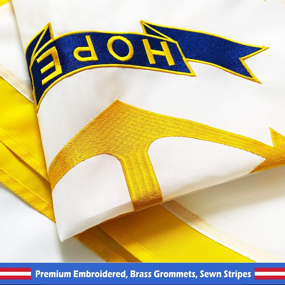 Rhode Island State Flag 3x5 Ft - Premium Embroidered, Heavy Duty Nylon, Double Sewn Stripes and Sturdy Brass Grommets. All Weather American Rhode Island Flags Banner Great for Outdoor and Indoor Decor