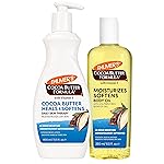 Palmer\'s Cocoa Butter Body Oil + Body Lotion, Value Skin Care Bundle for Dry Skin, Provides 48 Hour Moisture to Dry, Rough Skin, Includes 1 Moisturizing Lotion (13.5 fl oz) and 1 Skin Oil (8.5 fl oz)