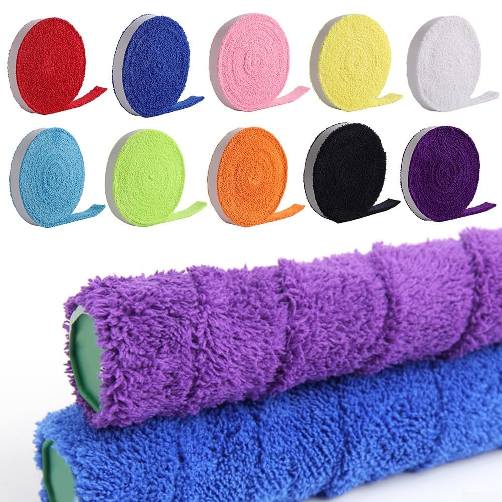 10M Toalla Grip Wrap para raquetas de bádminton y tenis, cómodo y antideslizante (blanco)