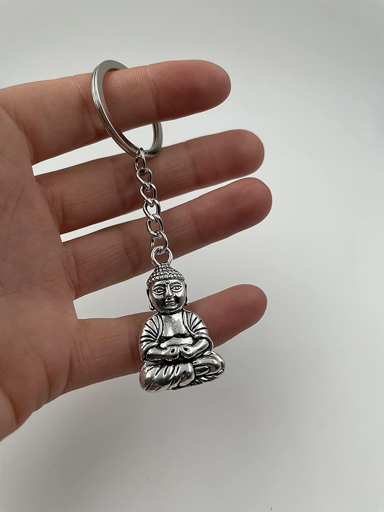 PORTACHIAVI in metallo argentato e pendente con pietra a imitazione