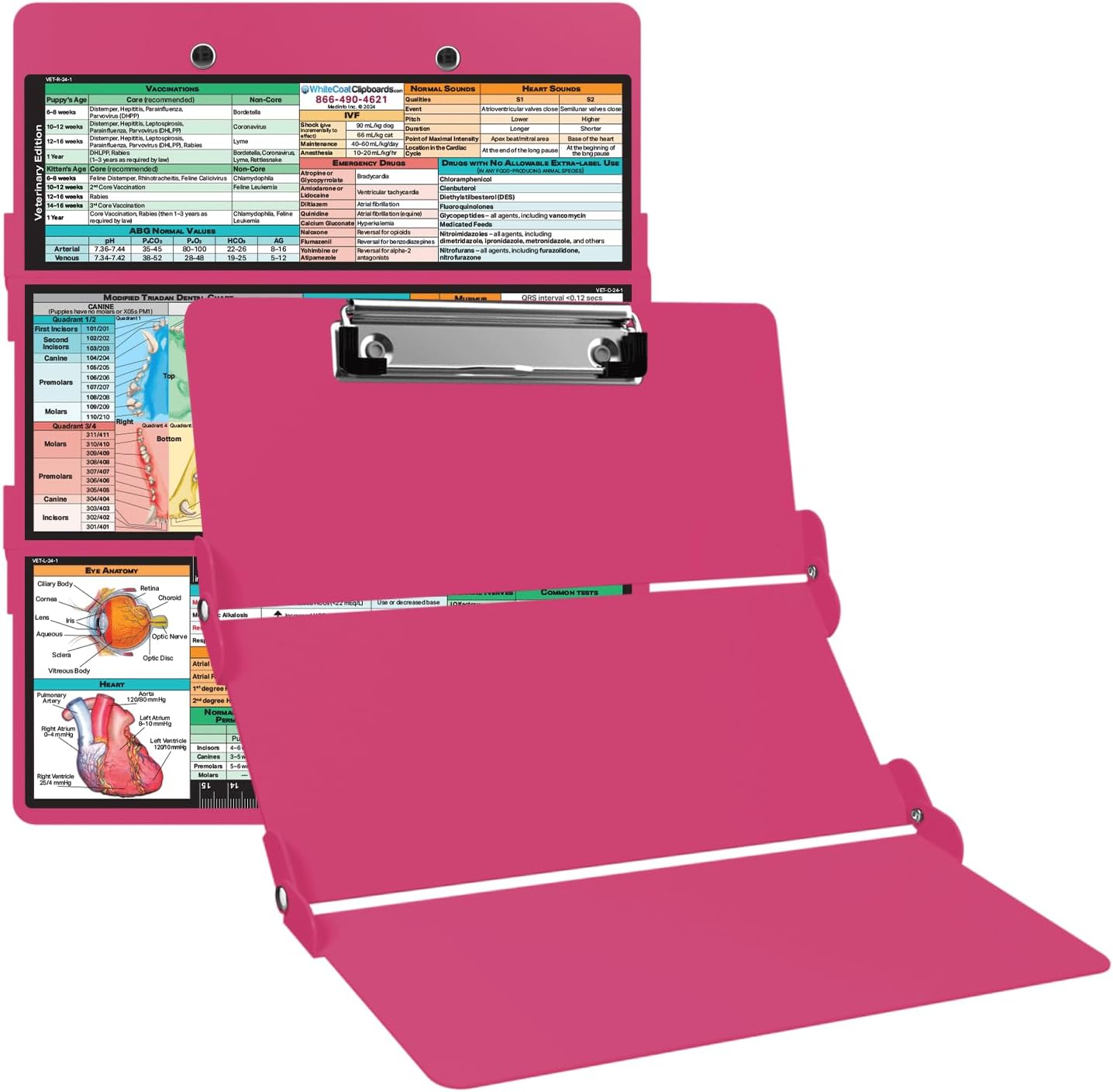Whitecoat Clipboard® Trifold - Veterinary Medicine Edition (Pink, Trifold)