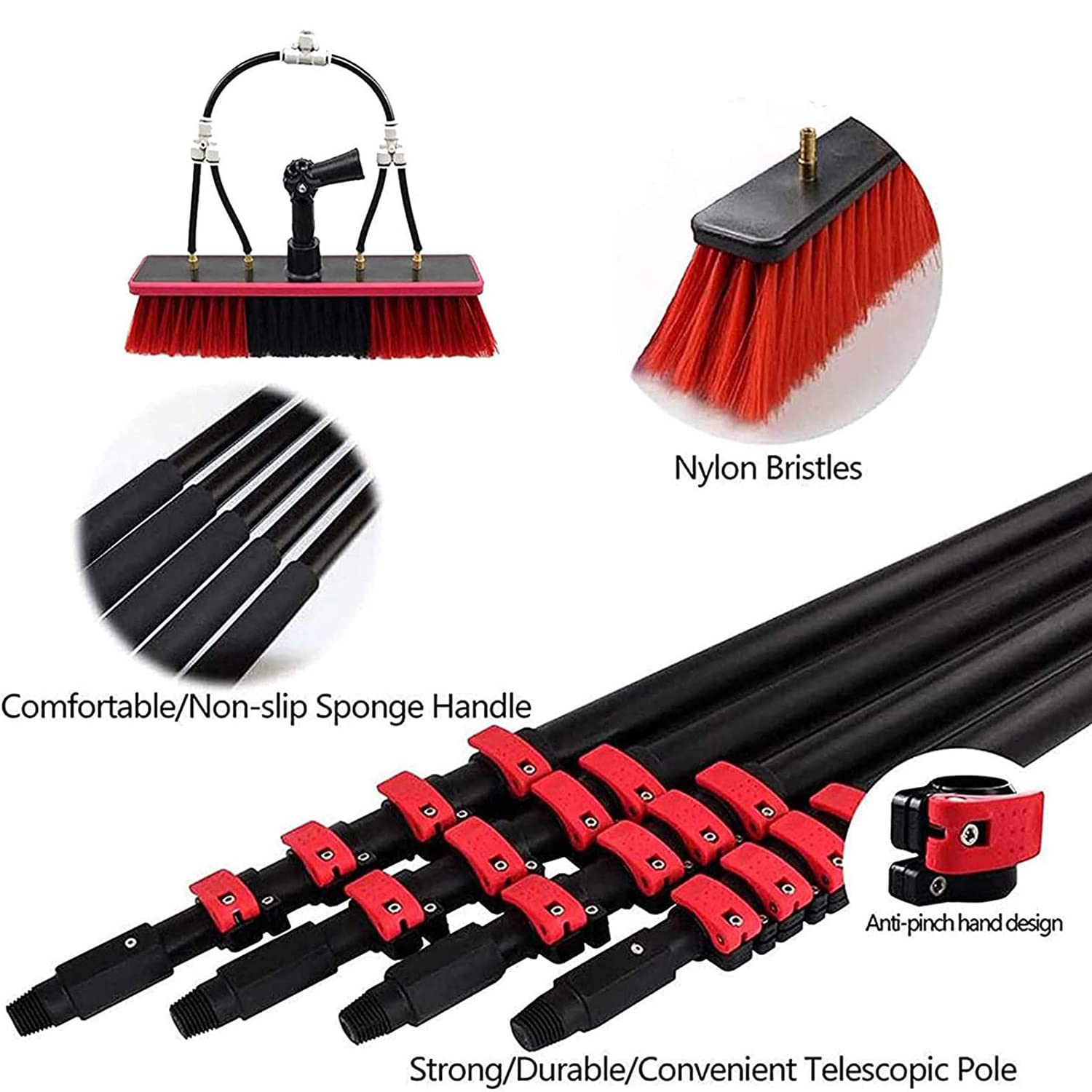 Spazzola Per Pulizia Finestre Kit Palo Alimentato Ad Acqua, 3.6 - Foto 2