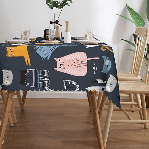 Miniatura 2 de Aimeryup Mantel rectangular de gatos saltadores, mantel impermeable rectangular para mesas rectangulares de 6 pies, manteles de mesa para comedor y