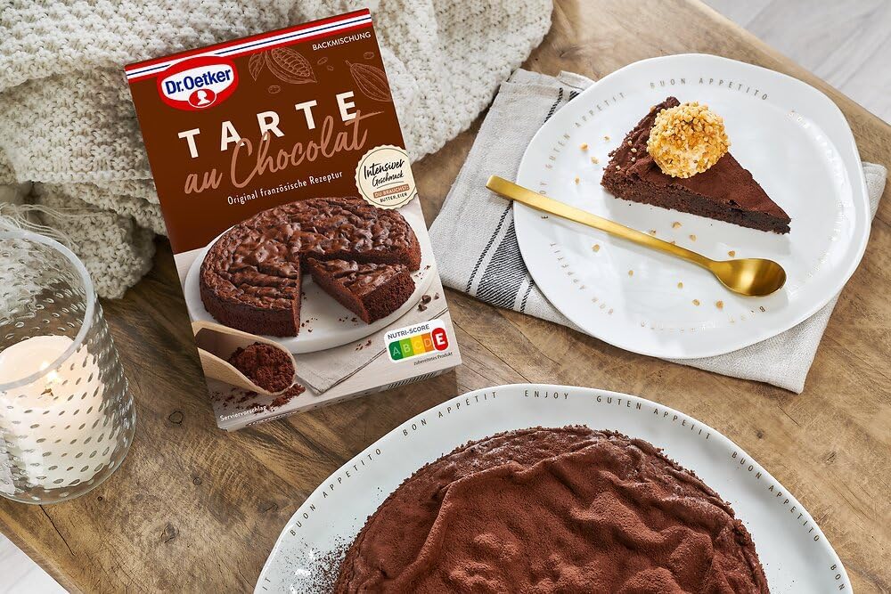 Dr. Oetker Tarte au Chocolat, 5er Pack Kuchen-Backmischung für Schokoladen-Kuchen, Original französische Rezeptur, intensiver Schokoladen-Geschmack, einfaches & gelingsicheres Backen, 5 x 470 g