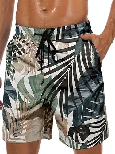 Traje de baño para hombre estilo hawaiano, con forro de malla, tipo short para playa, con bolsillos