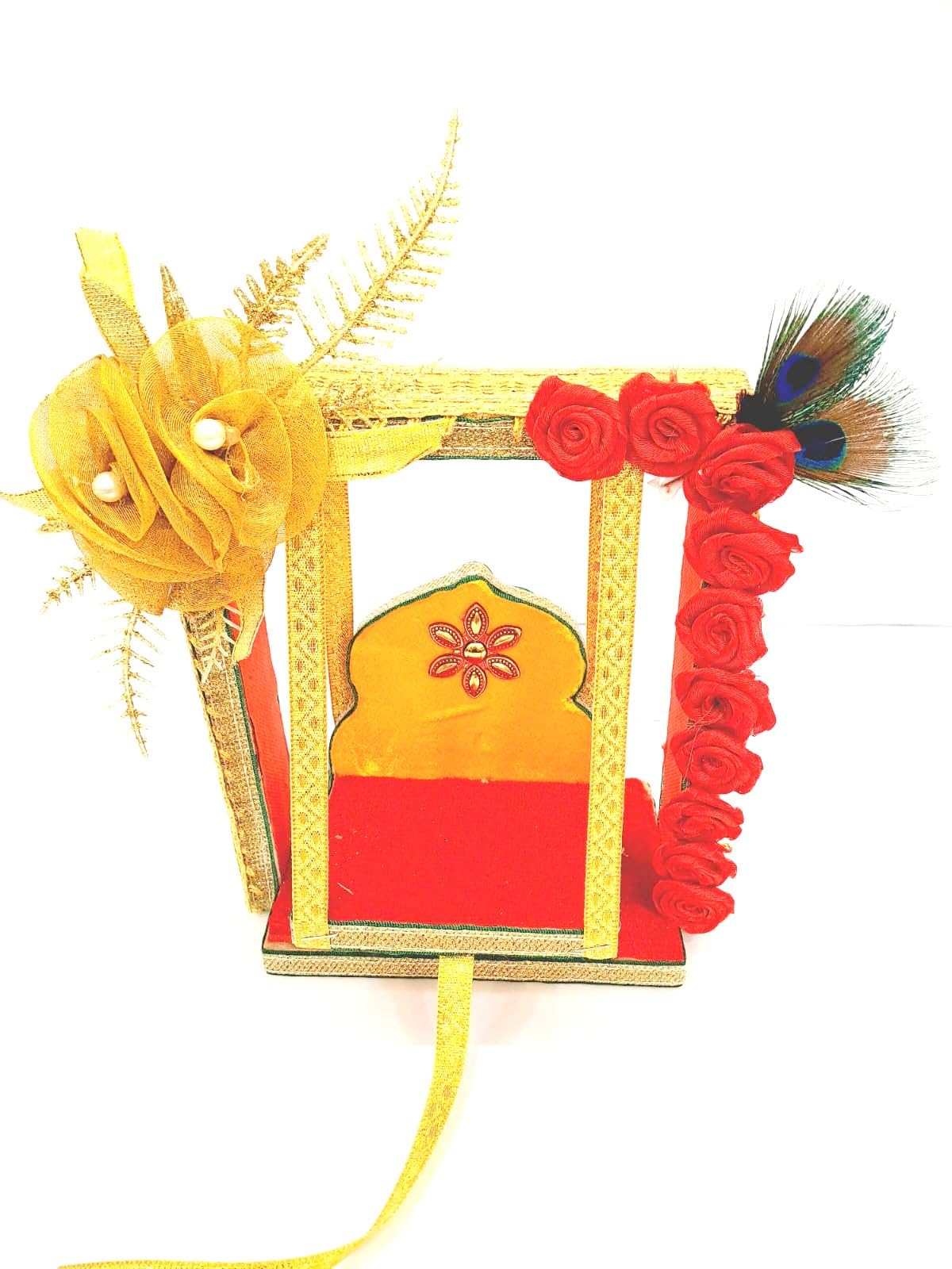 Krishna Janmashtami/Bal Gopal/Ladoo Gopal/Kaanha/Hindola Krishna Rose Jhula jhula/ladoo Gopal jhula janmasthmi jhula Pack of 1