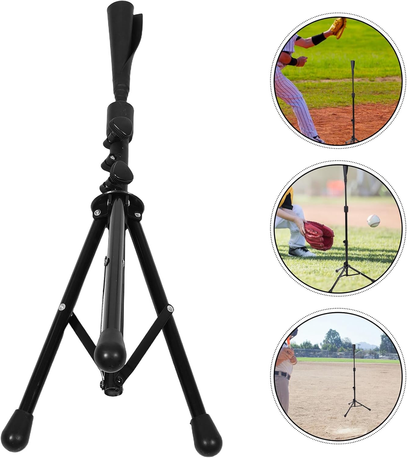 Baseball Training Batting Tee Adjustable Height Tripod Stand Stable Baseball Softball Hitting Practice Holder for Youth and Adult Sports Training