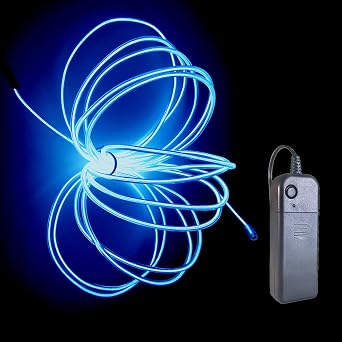 EL Wire - Portable Controller Adapter Neon Light, Cuttable Glowing Neon Strip for DIY Decoration. (Blue, 1pack-3m)