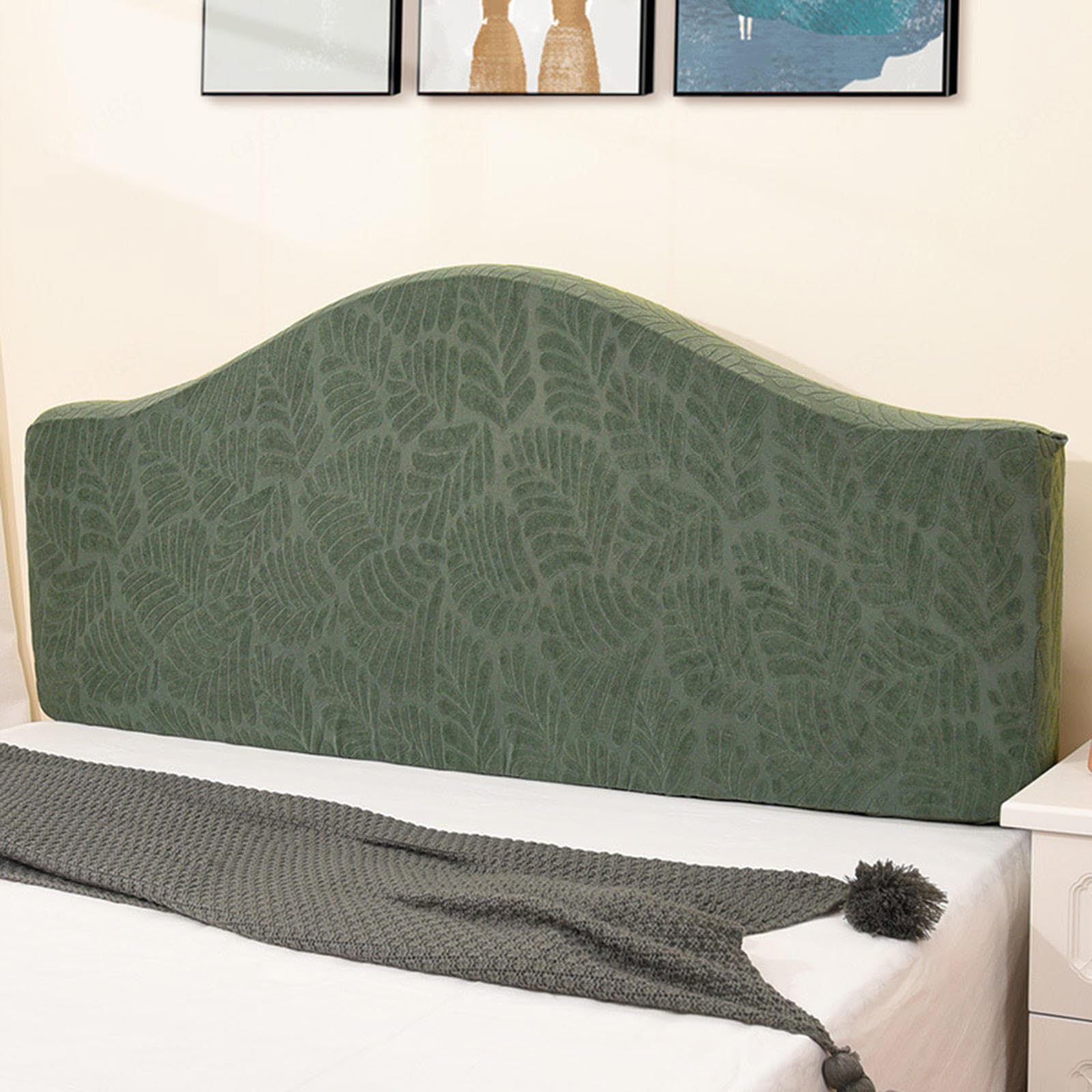 Ljqaizyl Greena Stretch Headboards Cover/Slipcover Single/King/Double Bed Headboard Protector Grey Backrest Cover All-Inclusive Curved Universal Bed Board Slip Cover Wood Leather Dust Cover ,-130Cm-150Cm