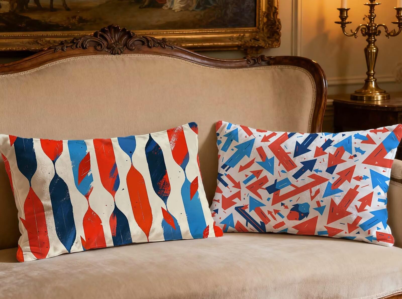 Coussin géométrie velours 60x80cm pour rénover la décoration d'un canapé fatigué