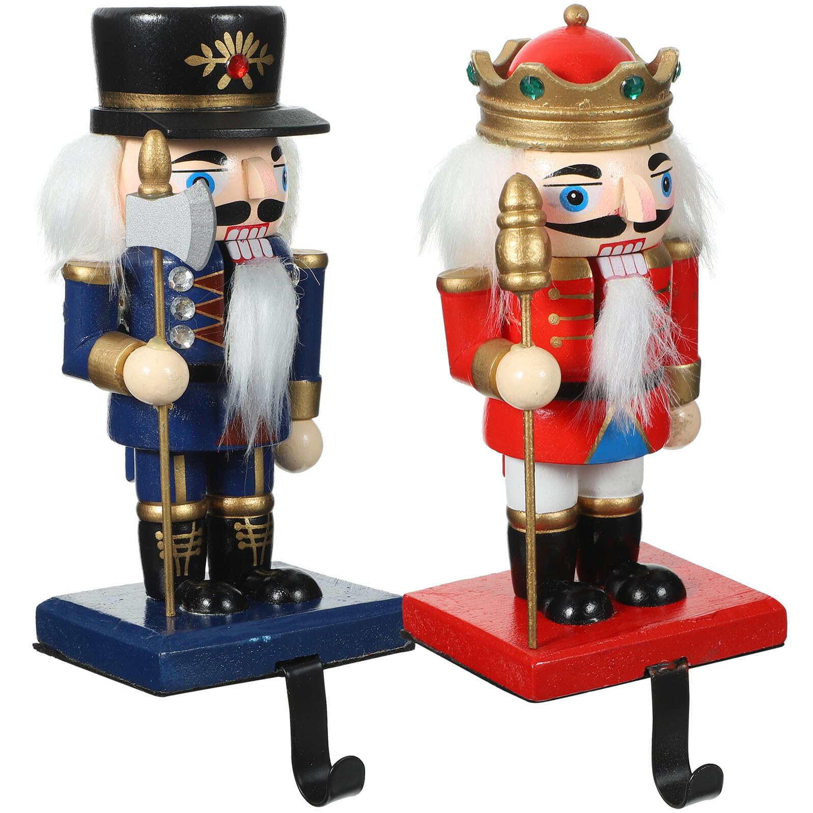 MAGICLULU Colgador para Calcetines Navideños Cascanueces de Madera y Aleación de Zinc Soporte Resistente para Repisa de Chimenea Decoración Navideña 2 Piezas