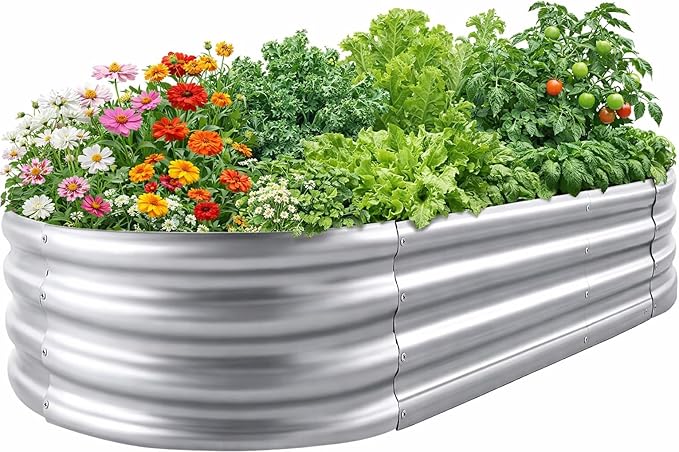 Galvanized Raised Garden Bed for Outdoor: 4X2X1ft Durable Metal Veg...
