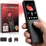 Hidden Camera Detectors - 6-in-1 GPS Tracker & Bug Detector, Anti-Spy Device, Portable Privacy Protector for Solo Users/Hotel/Office/Home/Car with Intrusion Alert & SOS Flash Alert, Black