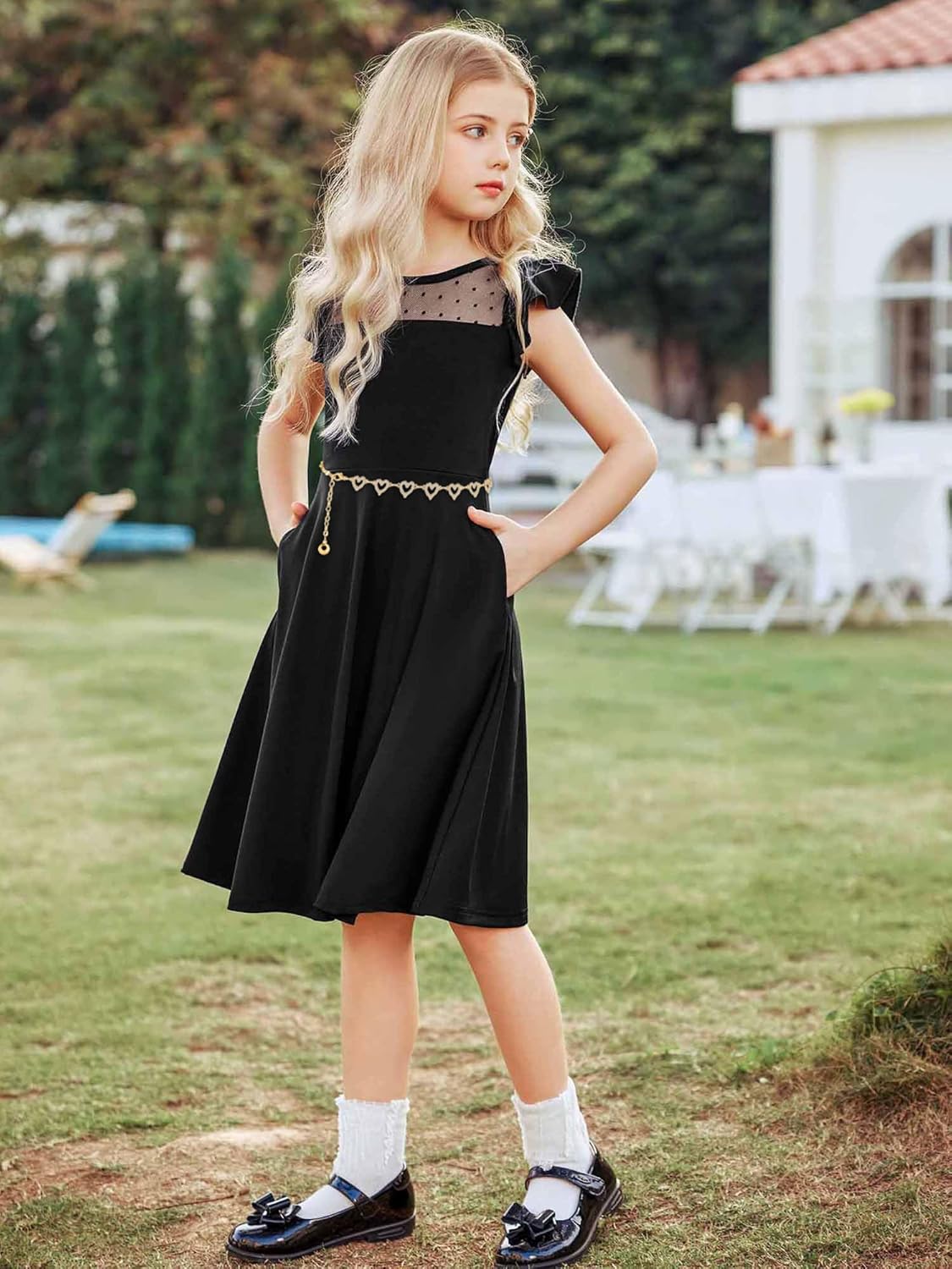 Heart Chain Belts for Girls Kids - Rhinestone Gold Metal Waist Belt for Flower Girl Dresses Jeans - Image 2