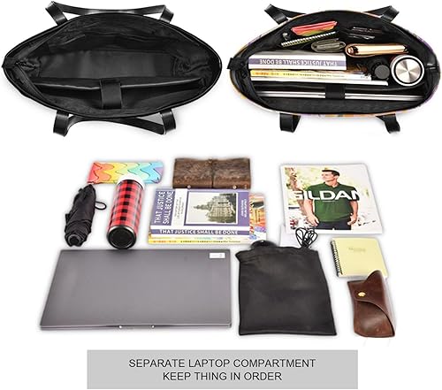 Miniatura 5 de KLL Colorful Floral Pattern Watercolor trendy canvas laptop tote bag with zipper laptop travel bag Large Handbag for office with tablet maletin