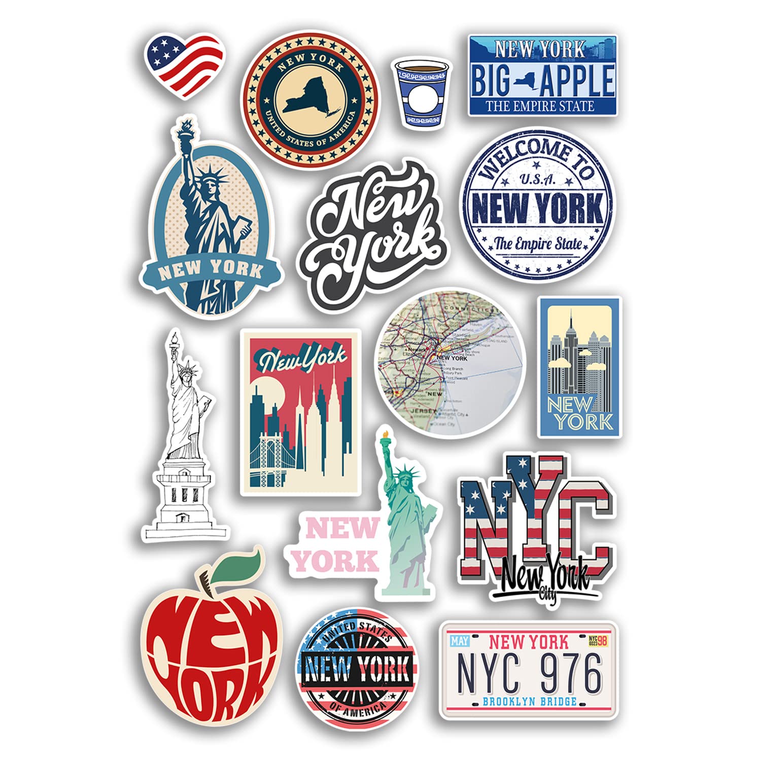 Dv Design Multi A4 Sticker Sheet New York Vinyl Stickers - Usa America Statue Of Liberty Nyc City Holiday Luggage Travel #78868