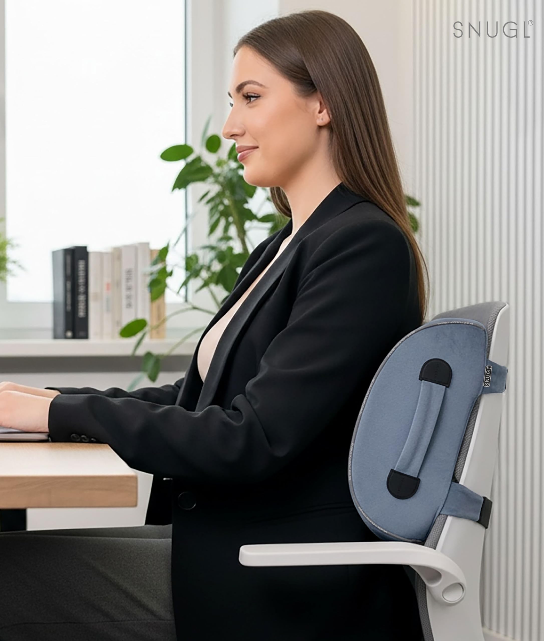 SNUGL Cuscino Lombare Supporto Schiena per Sedia da Ufficio | Cuscino Ortopedico in Memory Foam | Correttore Postura Uomo Donna | Cuscino Sedile Auto | Accessorio Ergonomico per Ufficio