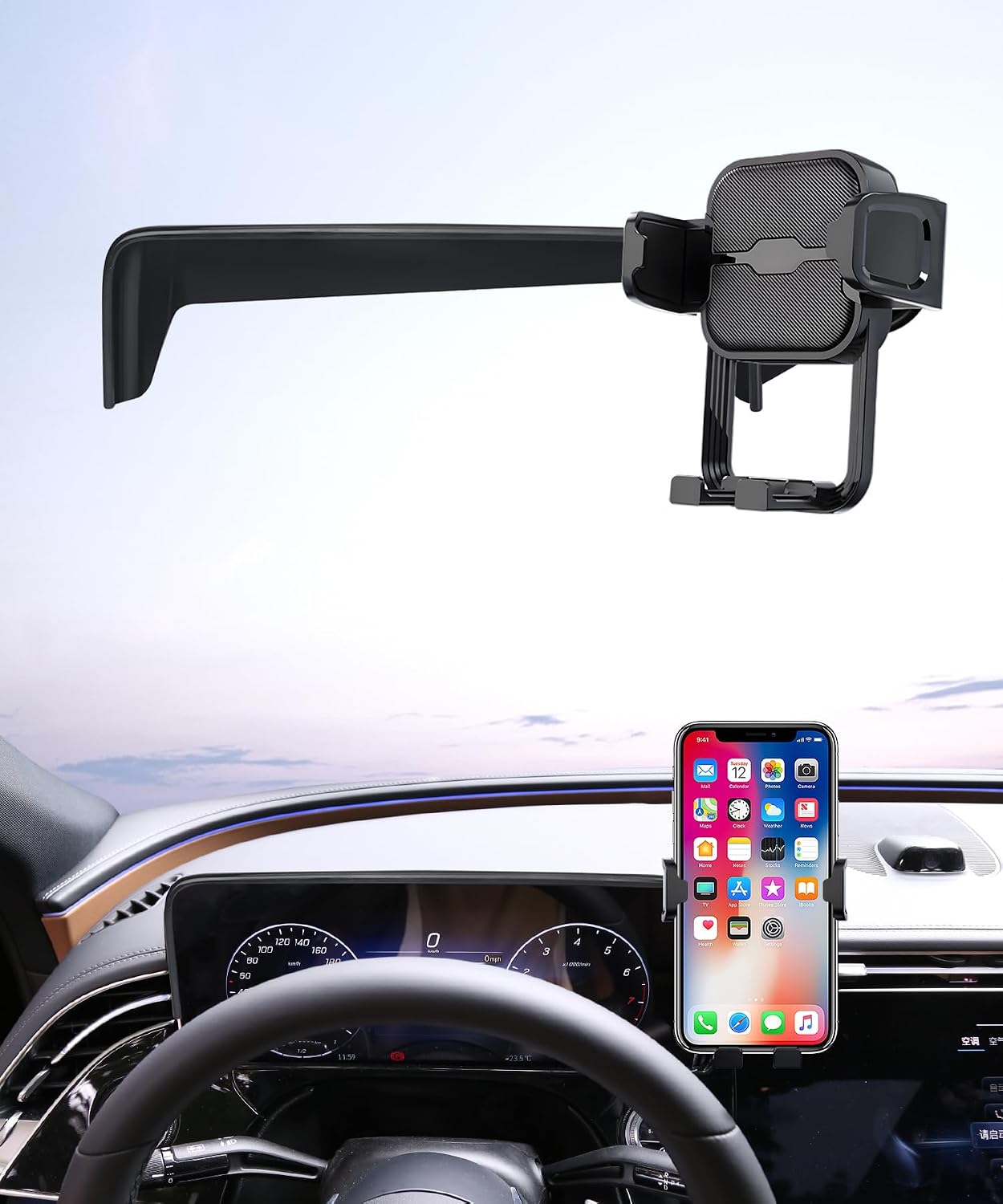 Car Phone Holder for Mercedes Benz EQE Sedan/EQE SUV 2023-2025, 12.3" Screen Fixed Clip, Auto Accessories Navigation Bracket, Interior Decoration Mobile Phone Mount, 360° Rotation