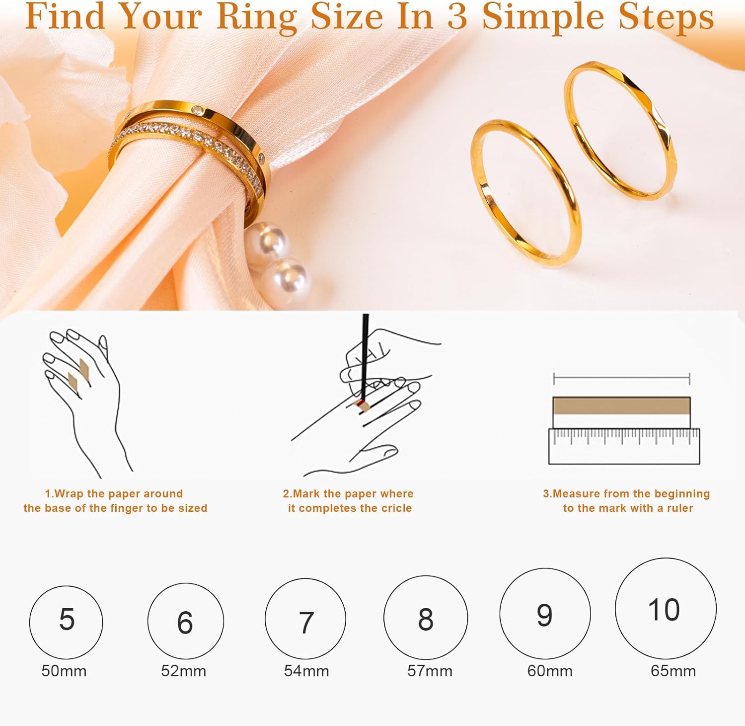 4-Pack 14K Gold Plated Stackable Rings for Women,Cubic Zirconia Simulated Diamond Oura Stack Rings for Oura Ring Gen 4/Oura Ring Gen 3,Dainty Trendy Statement Stacking Rings Set Size 5-10 - Image 6
