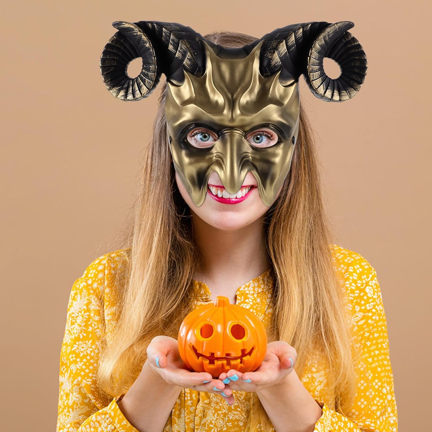 Ox Horn Mask Horns Masquerade Animal Half Face Mask for Festival Party Halloween Costume Cosplay - Image 9