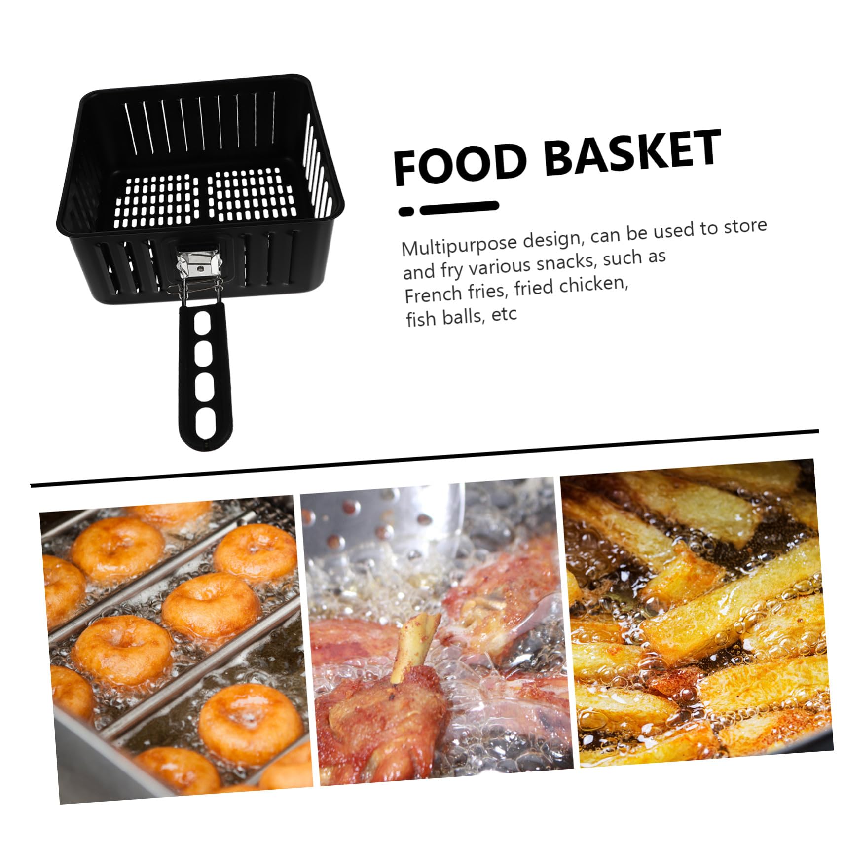 Cestino ergonomico per friggitrice ad aria, vassoio antiaderente per snack croccanti, patatine fritte e pollo fritto, perfetto per friggere e accessori da cucina