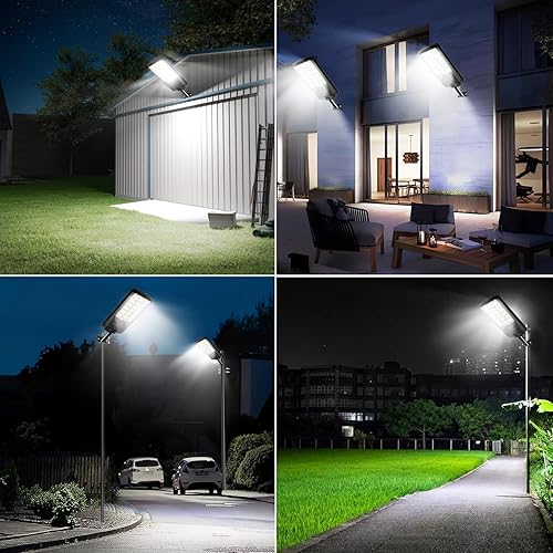 Miniatura 7 de Solar Street Lights Outdoor, 21000LM 6500K Motion Sensor Solar Lights Waterproof, Dusk to Dawn Solar-Powered Flood Lights with Remote, Commercial