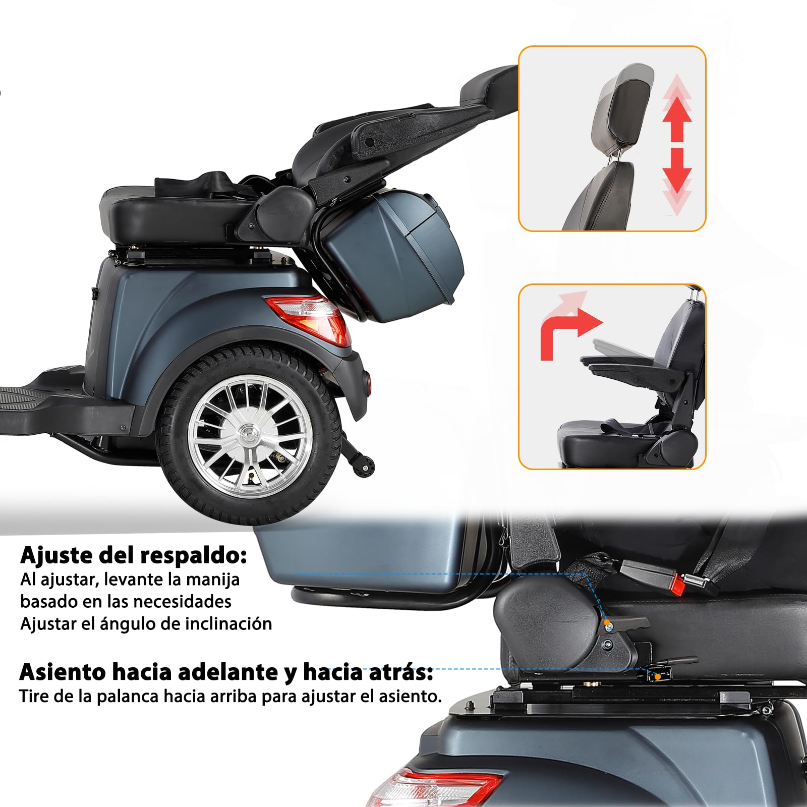 XL-500S25 - Scooter de movilidad con 4 ruedas - móvil para personas mayores - asiento de capitán (Negro mate)