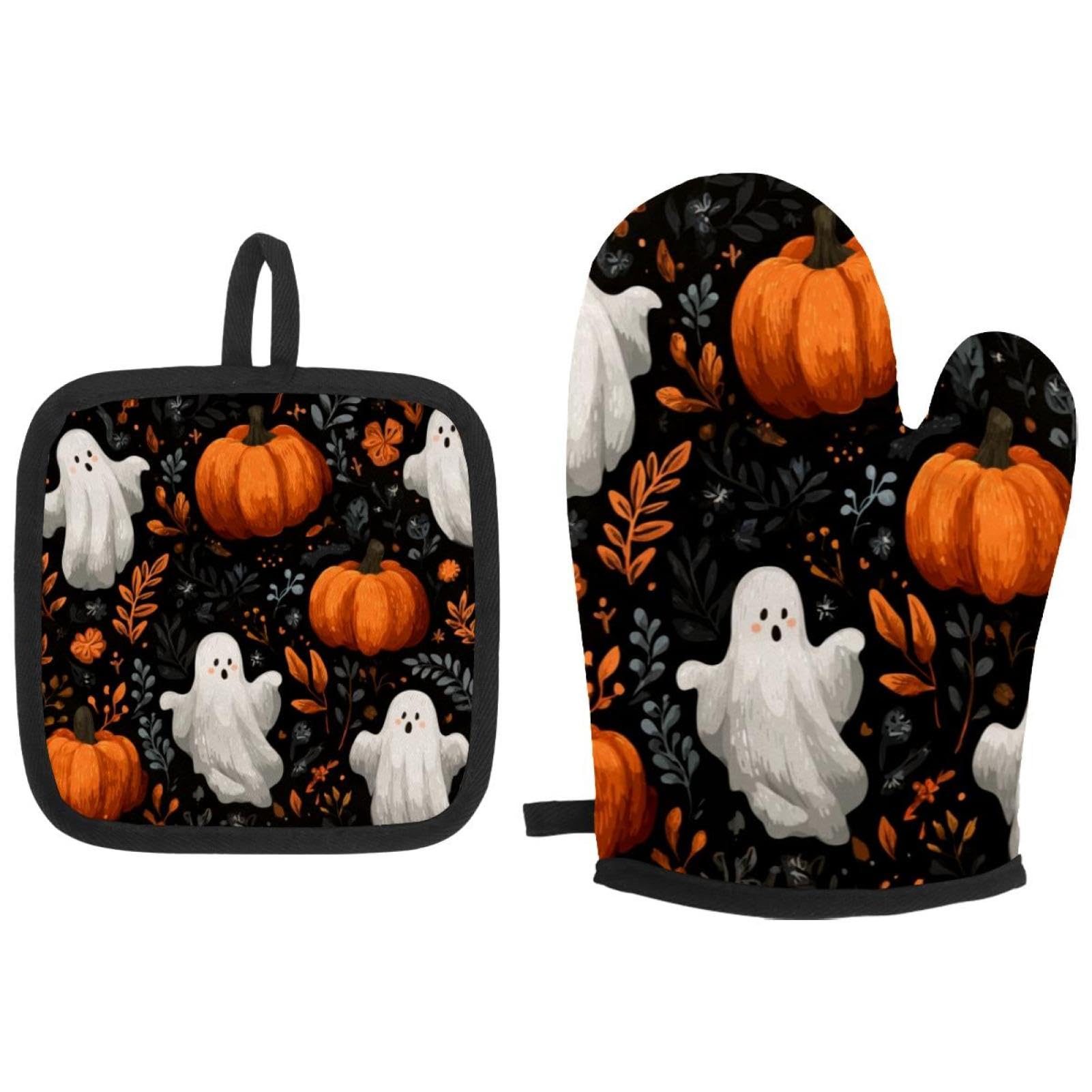 Gants de cuisine pour Halloween avec maniques thermiques durables et finitions soignées