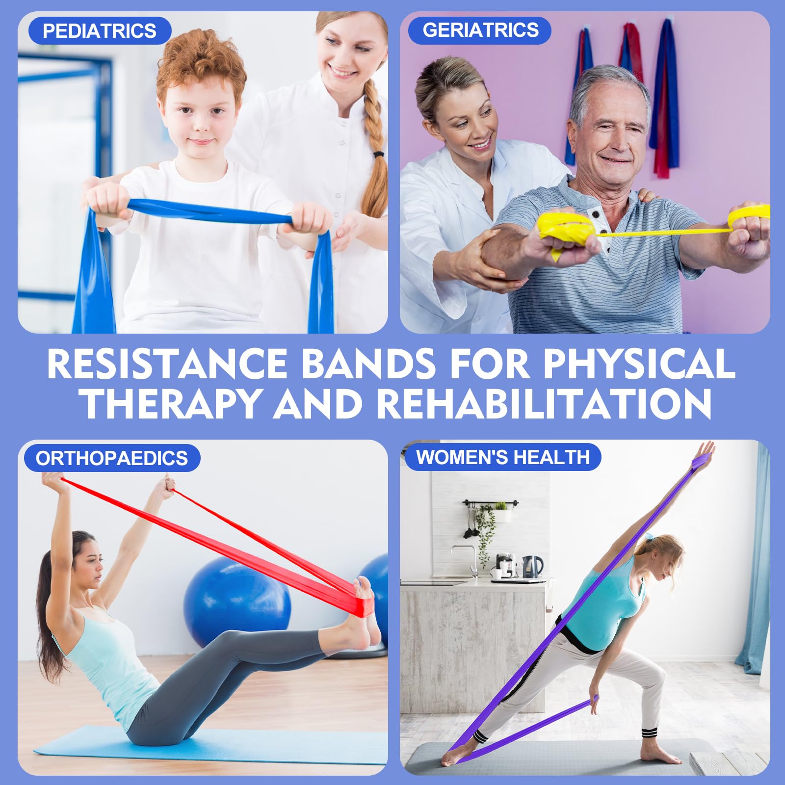 Fokky Elastici Fitness [Set di 4], 1.8M Elastico Fitness con 4 Livelli di Resistenza, Elastici Palestra con Borsa per il Trasporto, Bande Elastiche Fitness per Pilates Yoga Fitness Crossfit