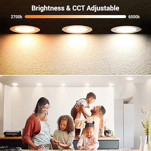 Miniatura 4 de Iluminación LED de techo empotrable de 4 pulgadas, WiFi inteligente que cambia de color, luz empotrada ultrafina, paquete de 4 luces empotradas