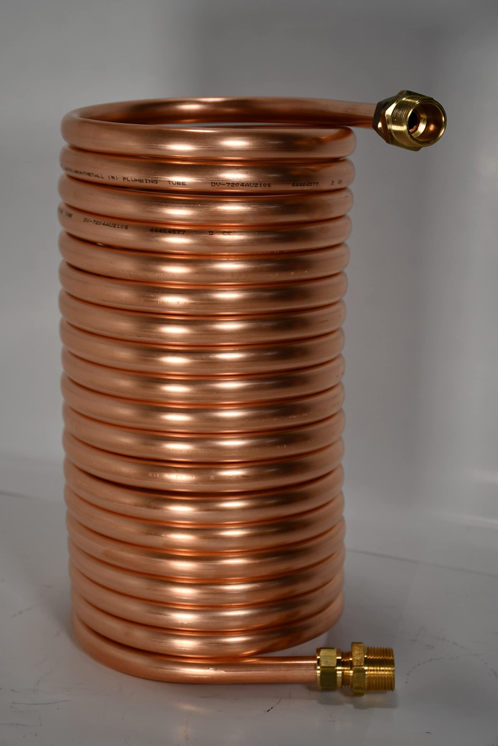 Spirale aus 10m Kupferrohr 15x1mm für OFENROHR 150mm mit InnenDurchmesser von ca.154mm & Anschl. 1/2" Zoll