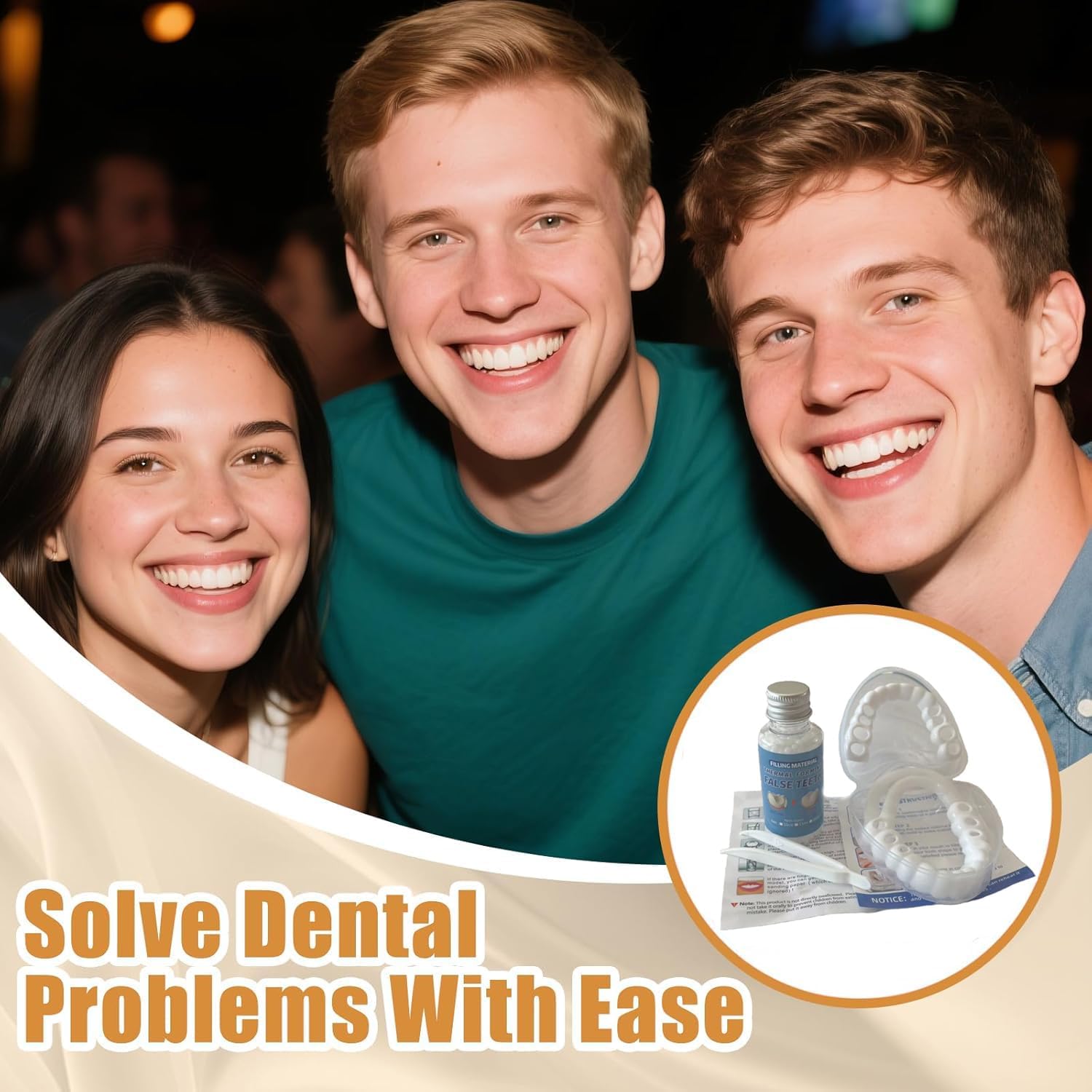 Adjustable Moldable False Teeth, DIY Tooth Replacement Kit, Temporary Veneers Dentures for Women and Men, Upper and Lower Silicone Denture Set, Fix Your Smile in Minutes