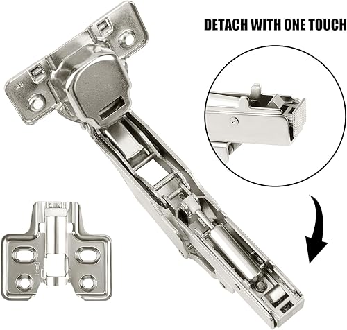 Miniatura 2 de Bisagras de gabinete, 1 par de bisagras de 175165 grados, bisagras de gabinete de cierre suave hidráulicas ocultas ajustables de acero niquelado