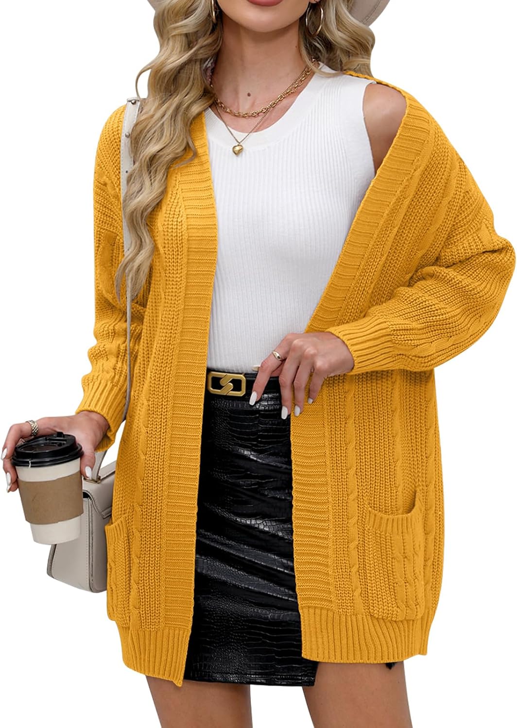For G and PL Women’s V-Neck Long Sleeve Cardigan Cable Knit Open Front with Pockets Sweater Outerwear For G and PL Women’s V-Neck Long Sleeve Cardigan Cable Knit Open Front with Pockets Sweater Outerwear
