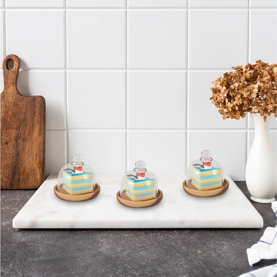 ガラスドーム 大小 木製トレイ付き 華やかなガラスドーム 木製トレー付き ケーキドーム オードブル